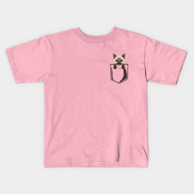 Pocket Siamese Kitty Kids T-Shirt by JKA